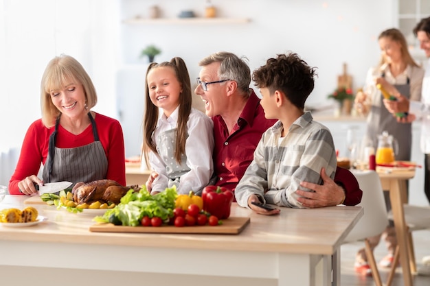 happy family eating together